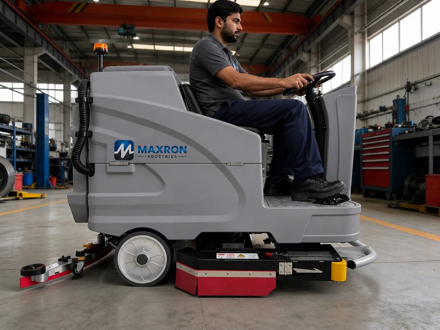 Industrial facility floor cleaning application with Maxron equipment India