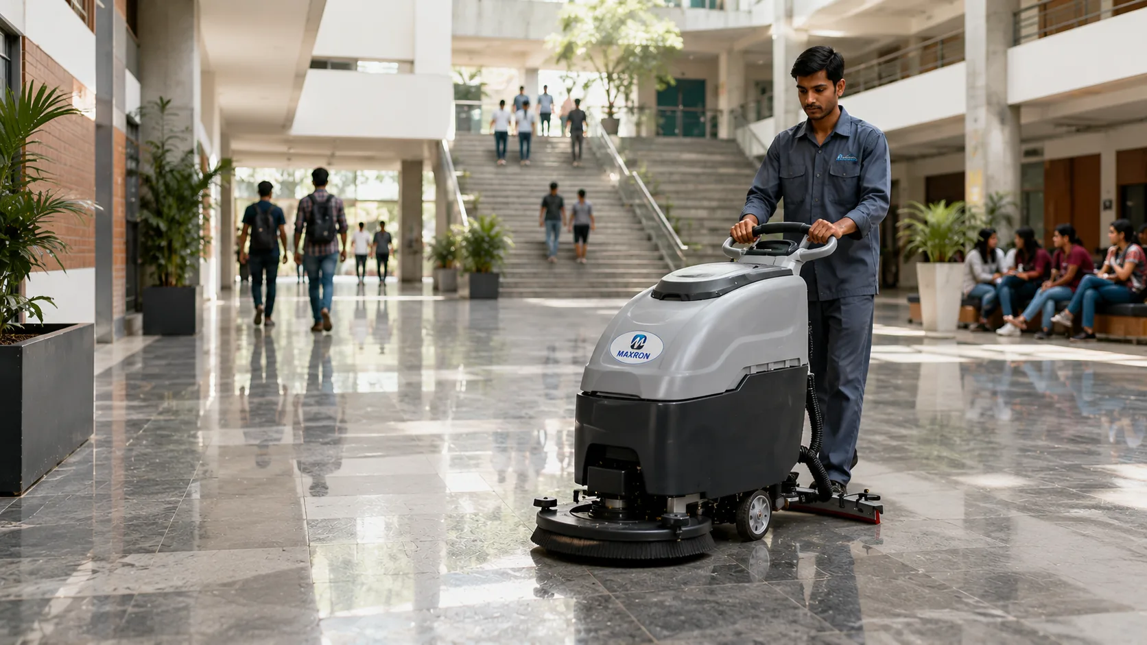 Maxron institutional floor cleaning equipment for schools colleges and campuses